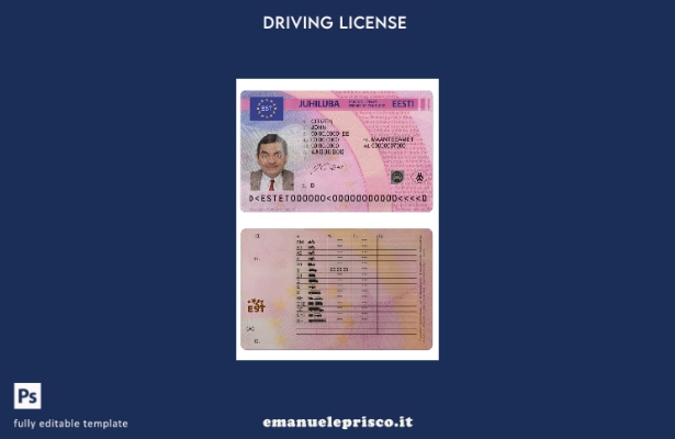 verified style modello di patente di guida estone in stile verificato template